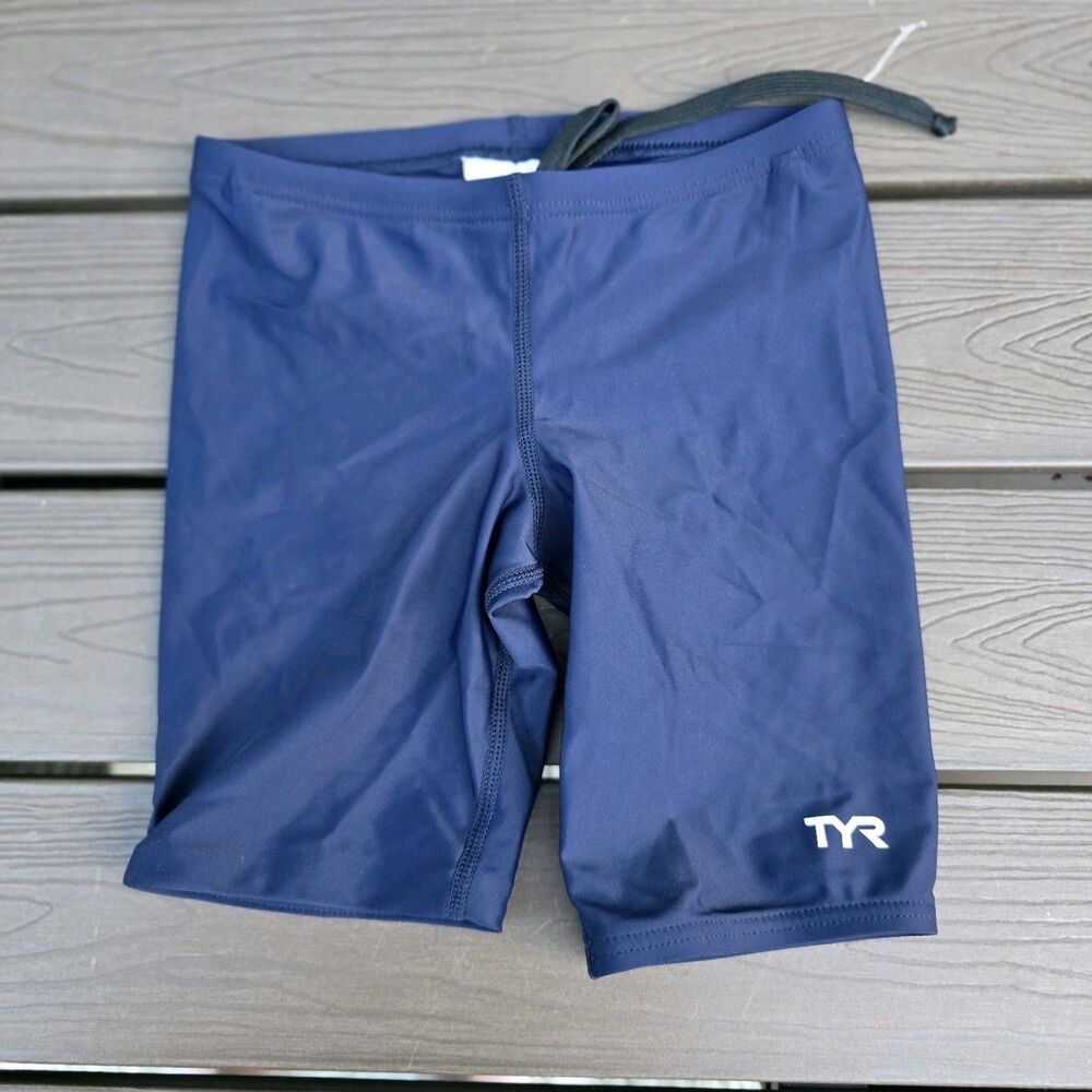 TYR Tyreeco Nylon Youth Boy's Solid Navy Jammer Size 22 New No Tag